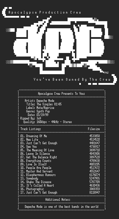 NFO file for Depeche_mode-the_singles_81_85-apc-3o9