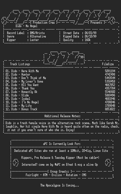 NFO file for Dido-No_Angel-1999-aPC