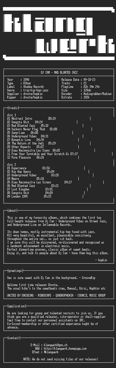 NFO file for Dj.cam--mad.blunted.jazz-1996-kW