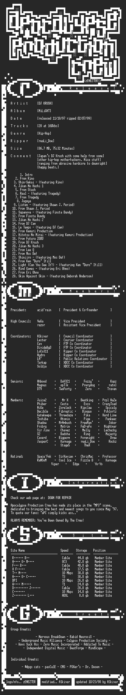 NFO file for DJ_Krush-Milight-1997-Reali_Doe-aPC