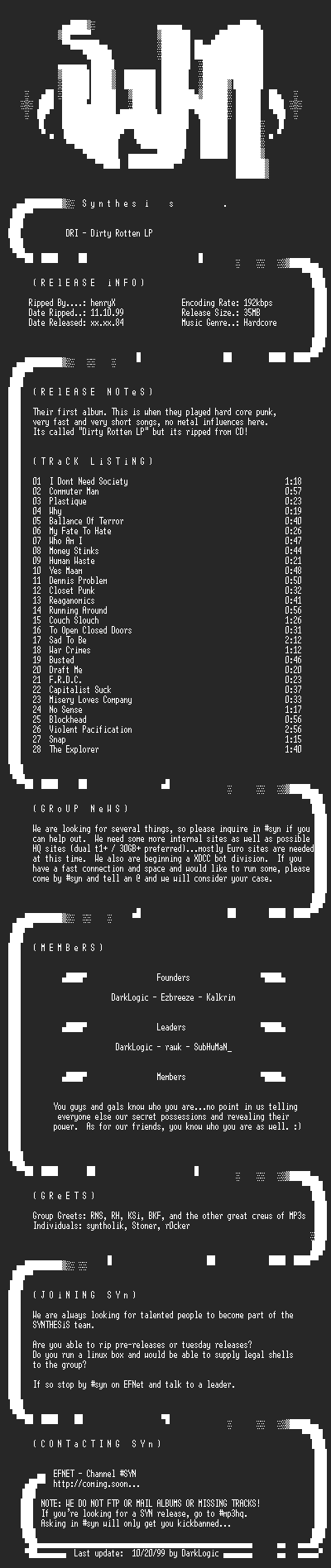 NFO file for DRI-Dirty_Rotten_LP-1984-SYN