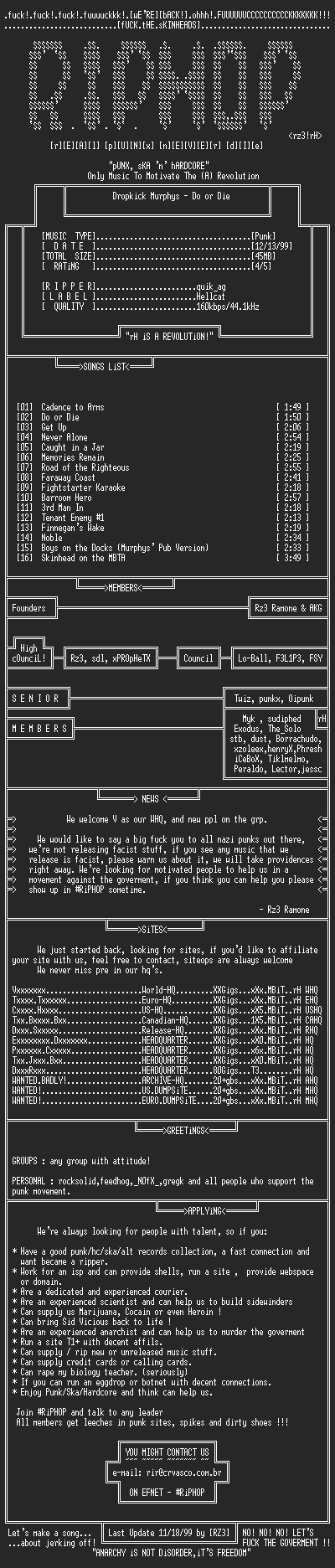 NFO file for Dropkick_Murphys-Do_Or_Die-1997-rH