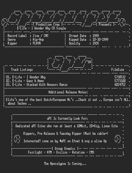 NFO file for E-life-i_wonder_why_cd_single-1999-apc