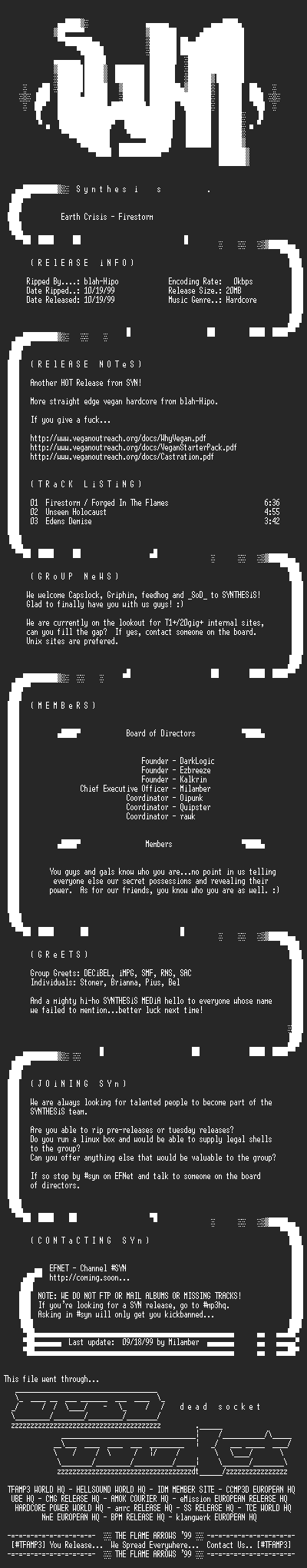 NFO file for Earth_Crisis-Firestorm-1993-SYN