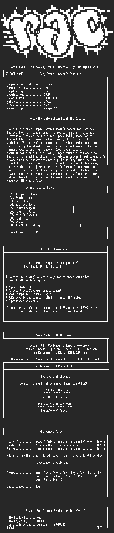 NFO file for Eddy_Grant-Grants_Greatest-(1999)-RAC99