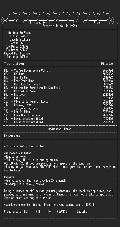 NFO file for En_vogue-best_of-1999-apc