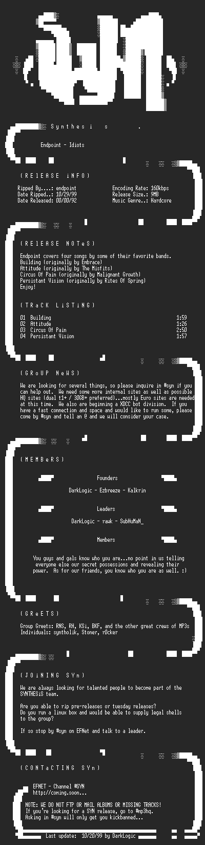 NFO file for Endpoint-Idiots-1992-SYN