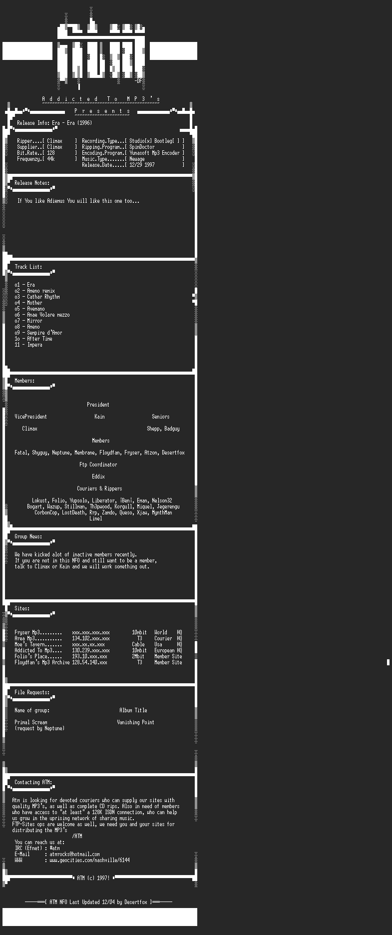 NFO file for Era_-_Era_1996_-_ATM