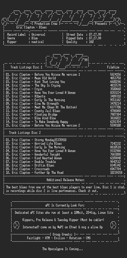 NFO file for Eric_Clapton-Blues-2CD-1999-aPC