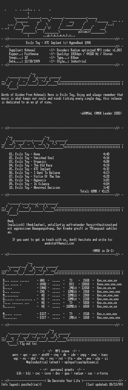 NFO file for Evils_Toy-XTC_Implant-(1996)-AMOK