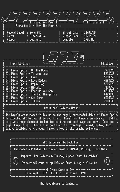 NFO file for Fiona_Apple-When_The_Pawn_Hits-1999-aPC