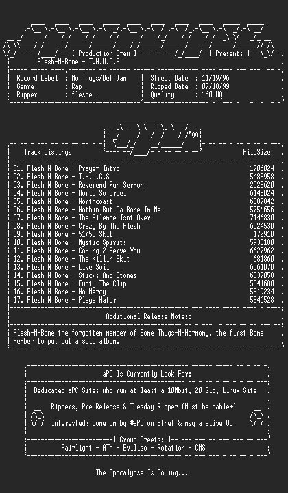 NFO file for Flesh_n_bone-thugs-1996-apc