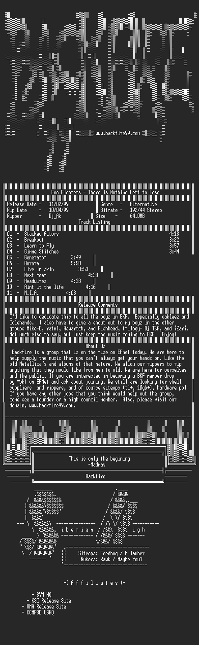 NFO file for Foo_Fighters-There_Is_Nothing_Left_To_Lose-1999-BKF