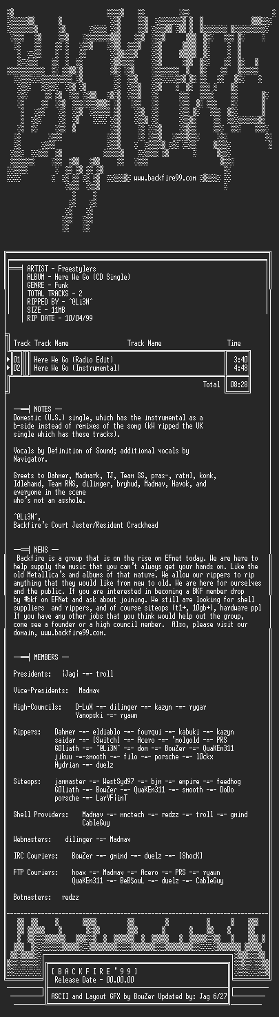 NFO file for Freestylers-Here_We_Go_(CD_Single)-1999-BKF