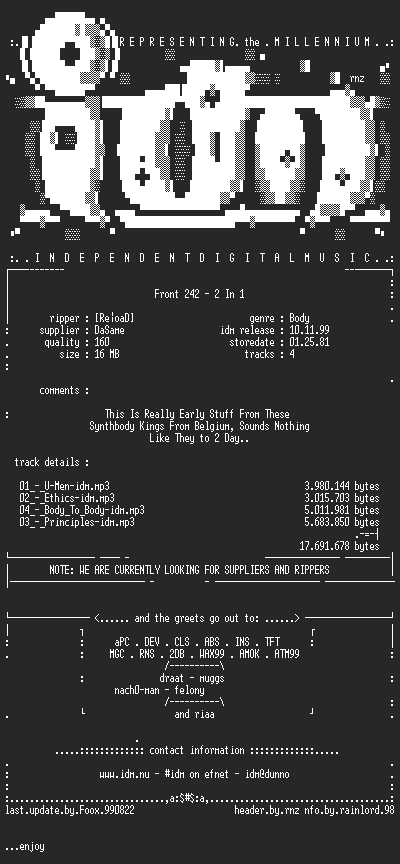 NFO file for Front_242-Two_In_One_(3_Inch_EP)_(Promo_1981)-IDM