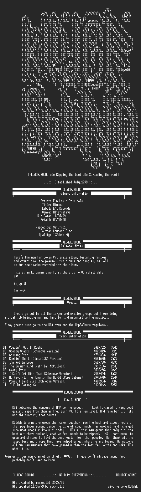 NFO file for Fun_Lovin_Criminals-Mimosa-1999-KSi