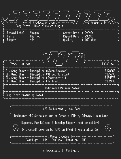 NFO file for Gang_Starr-Discipline_CD_Single-1999-aPC