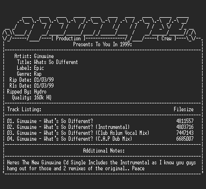 NFO file for Ginuwine-Whats_So_Different-CD_Single-1999-hydro-aPC
