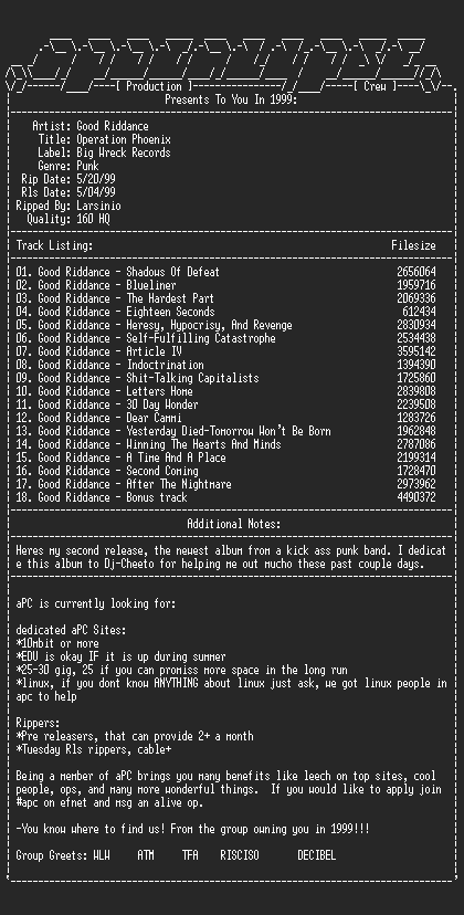 NFO file for Good_Riddance-Operation_Phoenix-1999-aPC