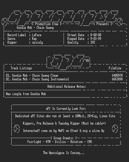 NFO file for Goodie_mob-chain_swang_cd_single-1999-apc