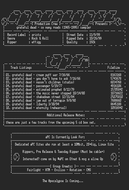 NFO file for Grateful_Dead-So_Many_Roads_(1965-1995)_Sampler-1999-aPC