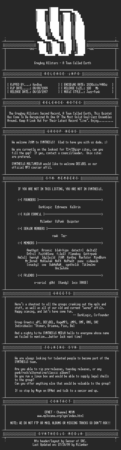 NFO file for Greyboy_Allstars-A_Town_Called_Earth-1997-SYN