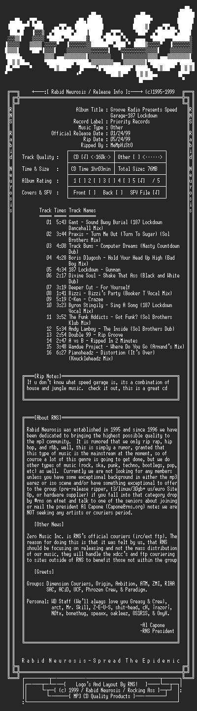 NFO file for Groove_Radio_Presents_Speed_Garage-187_Lockdown-1999-RNS