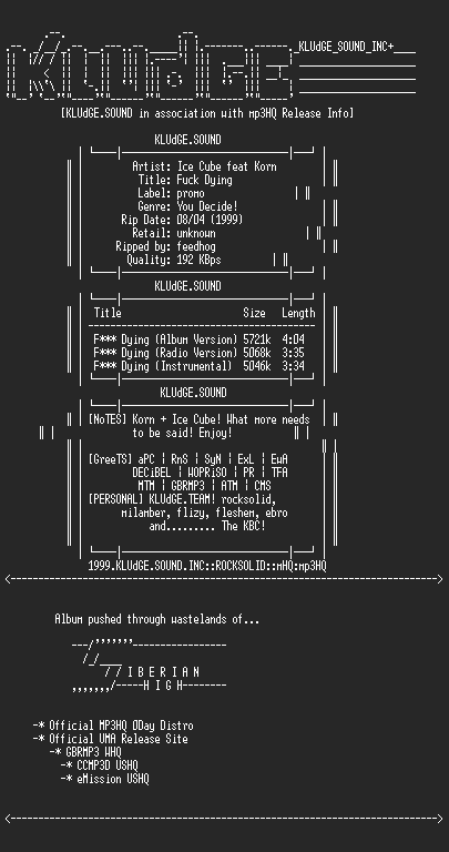 NFO file for Ice_cube-fuck_dying_feat_korn-promo-1999-ksi