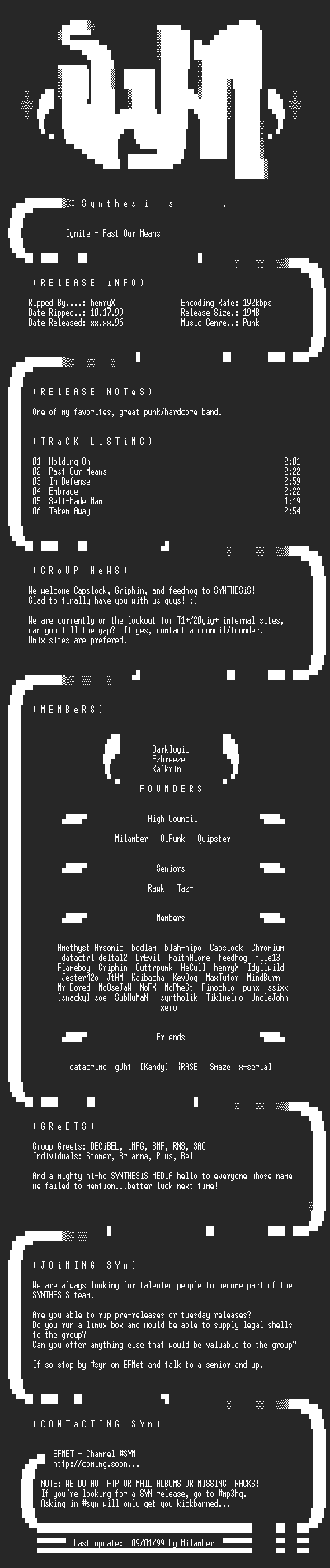 NFO file for Ignite_-_Past_Our_Means-1996-SYN