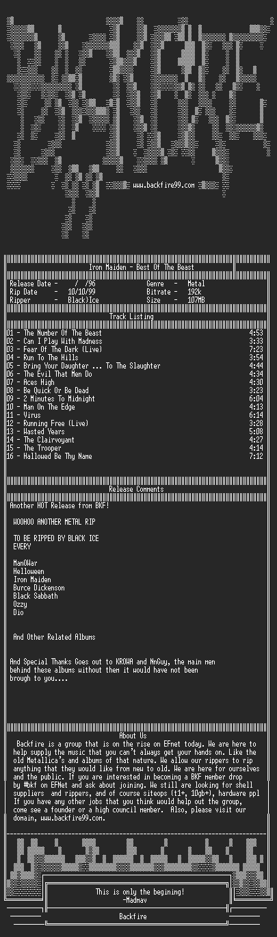 NFO file for Iron_Maiden_-_Best_Of_The_Beast-1996-BKF