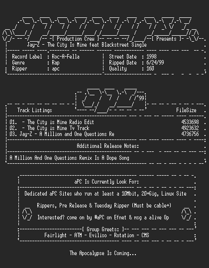 NFO file for Jay-Z-The_City_Is_Mine_Feat_Blackstreet_Single-1998-aPC