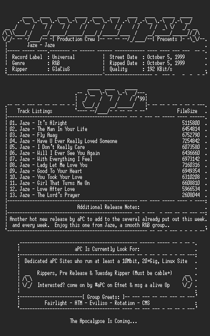 NFO file for Jaze-jaze-1999-apc