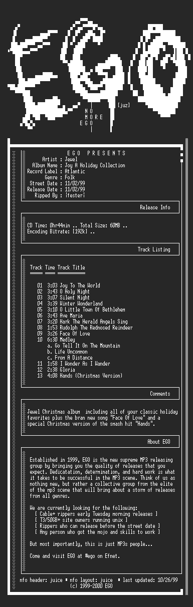 NFO file for Jewel-Joy_A_Holiday_Collection-1999-EGO
