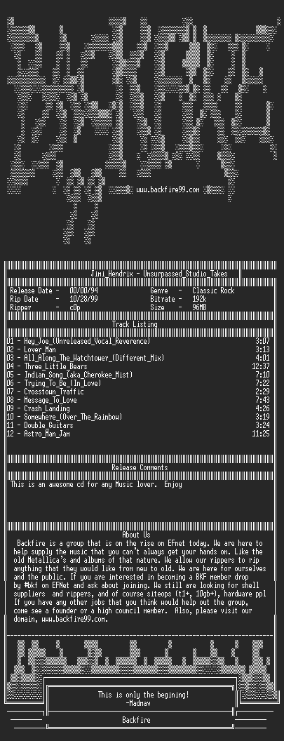 NFO file for Jimi_Hendrix_-_Unsurpassed_Studio_Takes-1999-BKF