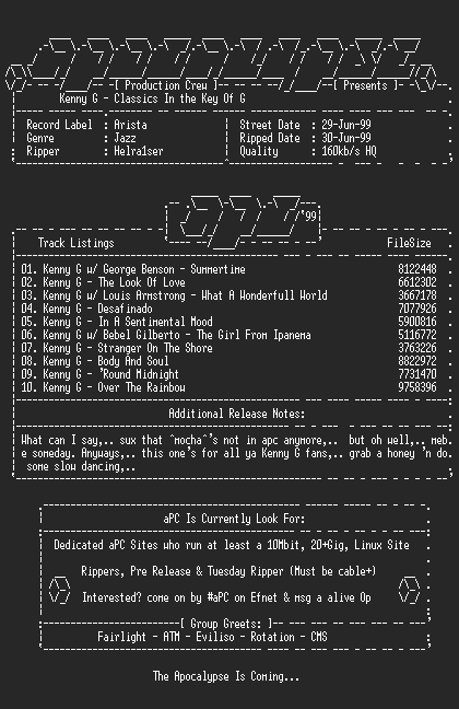 NFO file for Kenny_G-Classics_In_The_Key_Of_G-1999-aPC