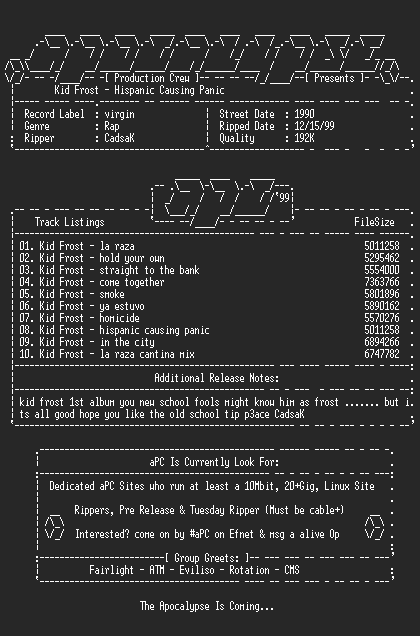 NFO file for Kid_Frost-Hispanic_Causing_Panic-1990-Cadsak-aPC