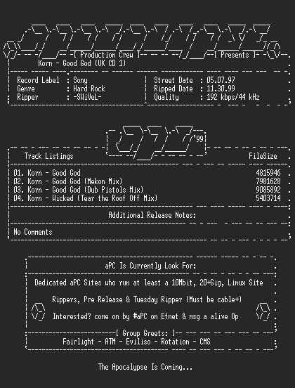NFO file for Korn-Good_God_(UK_Import)-1997-aPC
