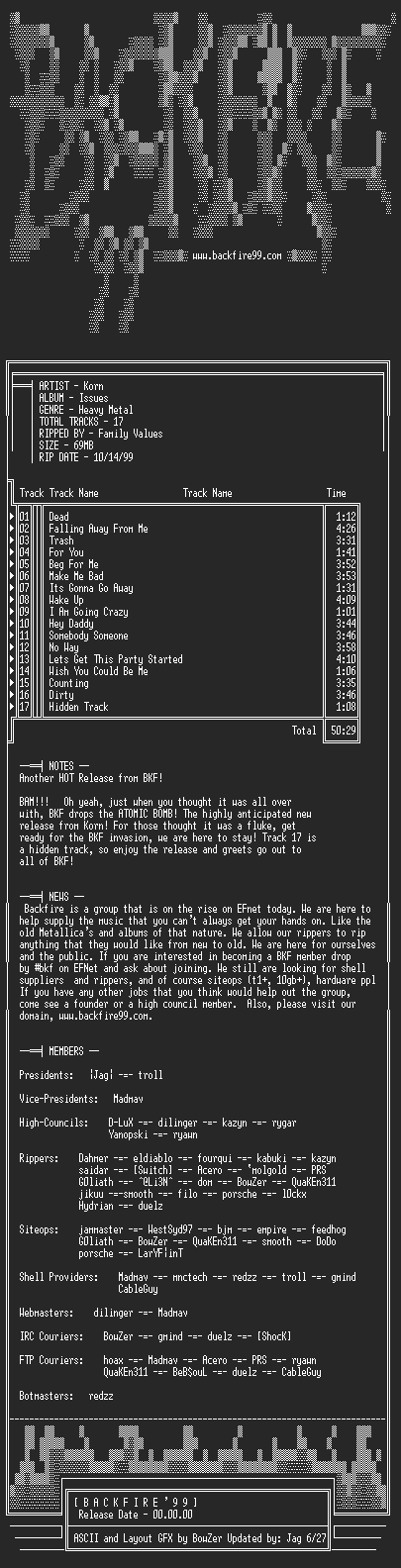 NFO file for Korn-Issues-1999-BKF