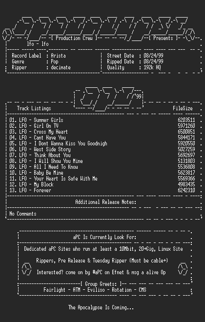 NFO file for LFO-LFO-1999-aPC