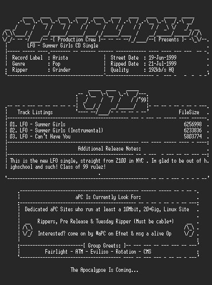 NFO file for LFO-Summer_Girls_CD_Single-1999-aPC