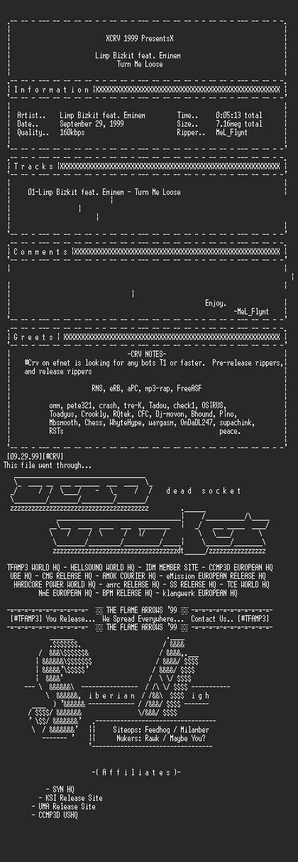 NFO file for Limp_Bizkit-Turn_Me_Loose_(Feat_Eminem)-1999-CRV