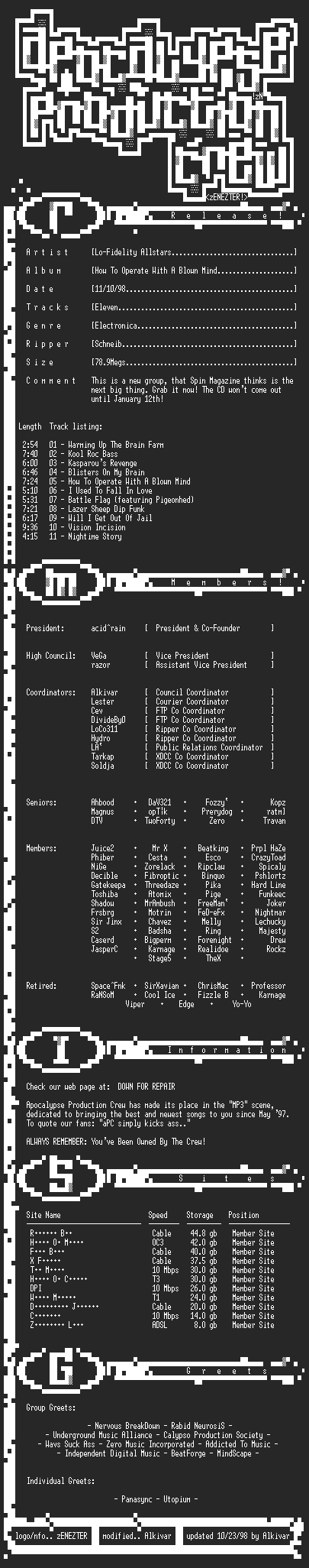 NFO file for Lo-fidelity_allstars-how_to_operate_with_a_blown_mind-apc-schneib