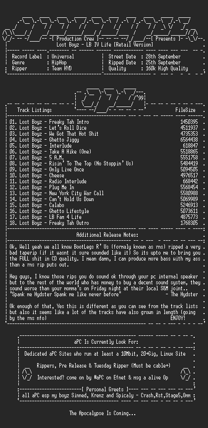NFO file for Lost_Boyz-Lb_IV_Life_(Retail)-1999-aPC