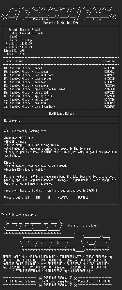 NFO file for Massive_Attack-Live_in_Brussels-1999-aPC