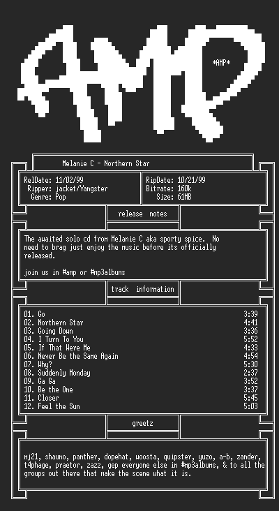 NFO file for Melanie_C-Northern_Star-1999-AMP