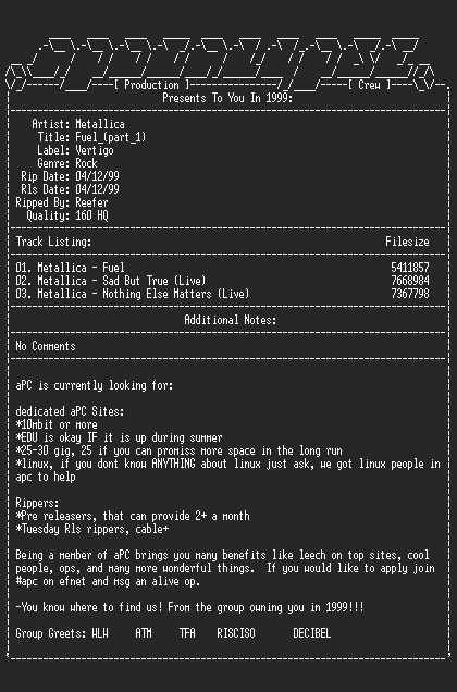 NFO file for Metallica-Fuel (Part_1)-1998-aPC