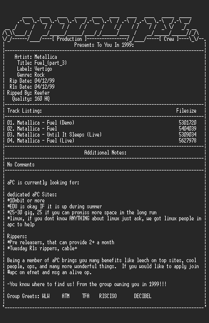 NFO file for Metallica-Fuel (Part_3)-1998-aPC