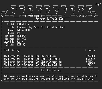 NFO file for Method_man-judgement_day_remix_cd-hydro-apc