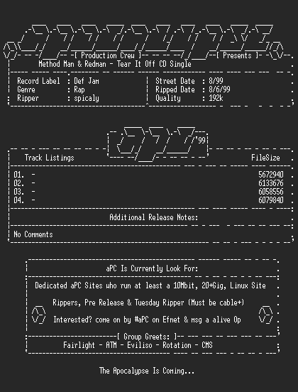 NFO file for Method_man_and_redman-tear_it_off_cd_single-1999-apc