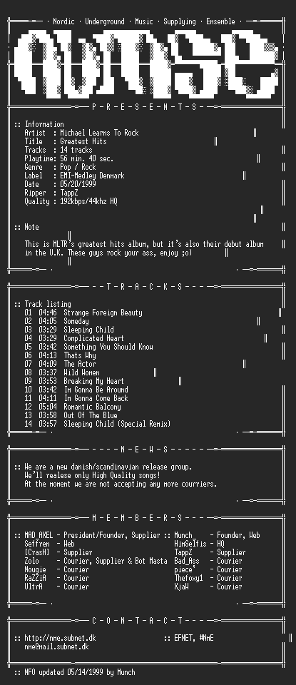 NFO file for Michael_Learns_To_Rock_-_Greatest_Hits-(NmE)